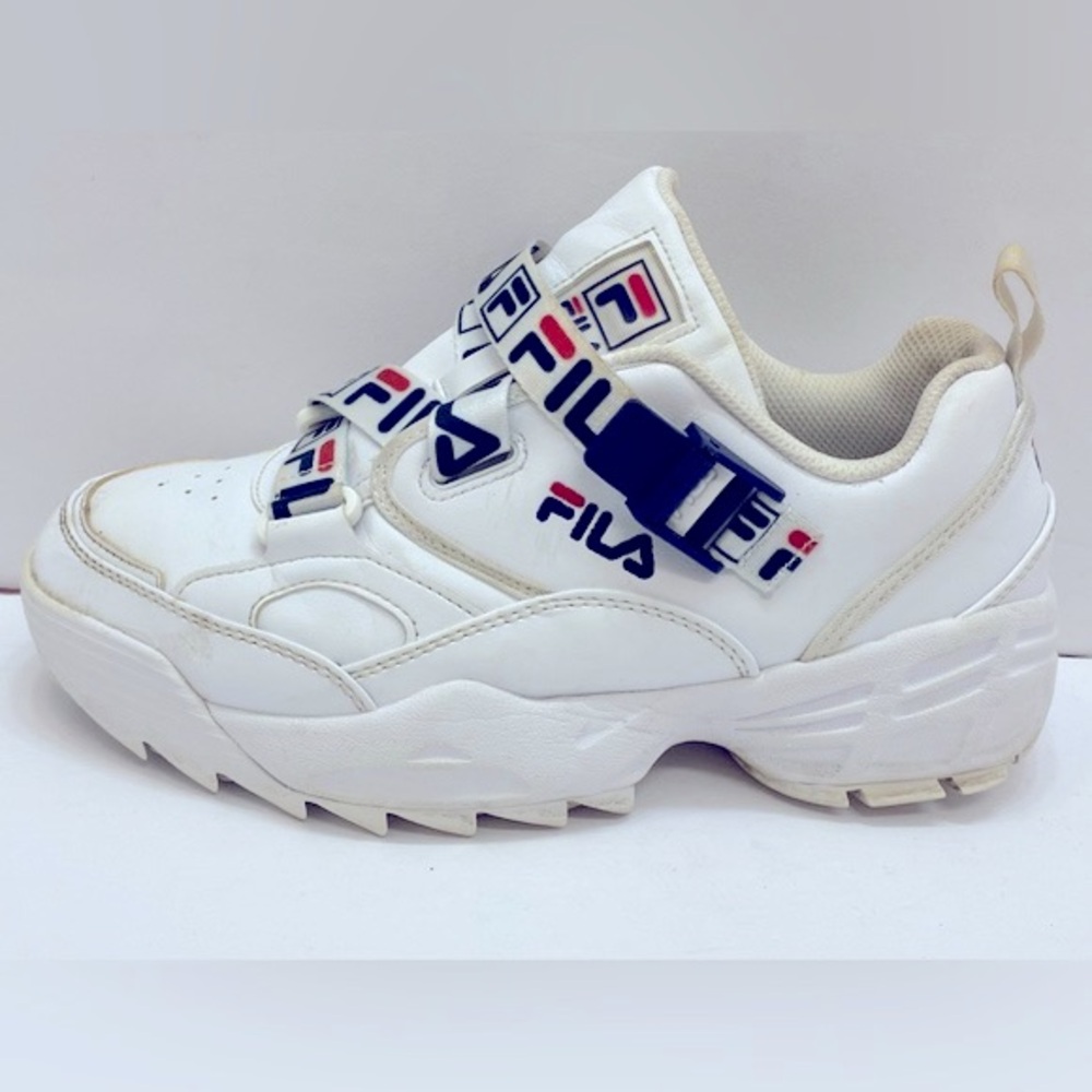 Fila Women's Fast Charge Casual Chunky Sneakers size 8.5 "White/Navy/Red" - Picture 3 of 12
